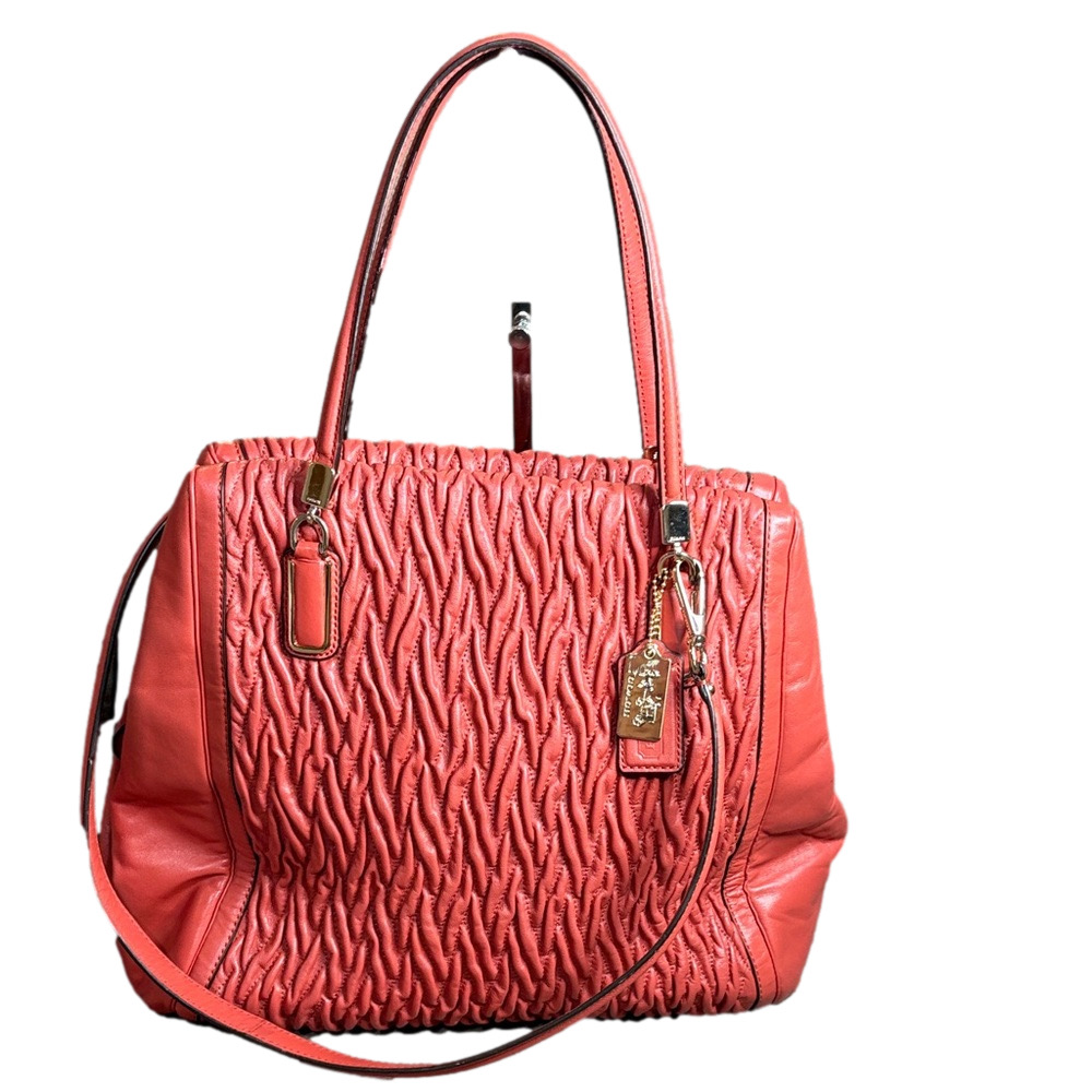 Coach Madison Gathered Twist Leather Red Satchel Shoulder Bag D1320